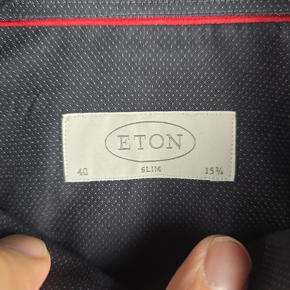 Eton Slim Fit Dress Shirt Mens Sz 15.75 Gray Micro Dot Button Up Modern Cutaway - Picture 4 of 9